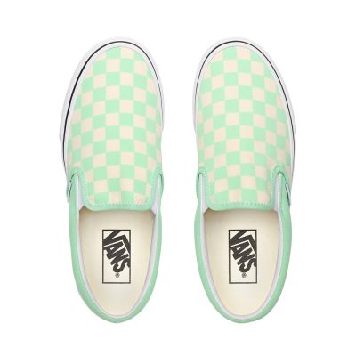 Vans Checkerboard Classic Slip-On - Kadın Slip-On Ayakkabı (Yeşil Gri)